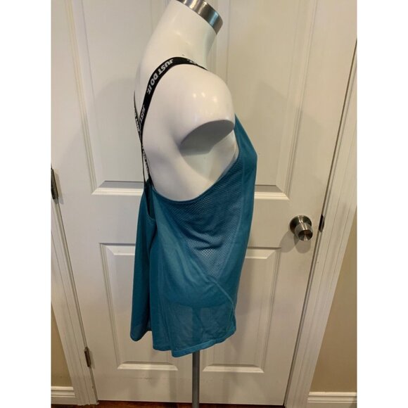 Nike Blue Criss-Cross Mesh Panel Workout Tank Top, Size Large - Picture 3 of 6